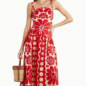 Floral Red Midi Dress